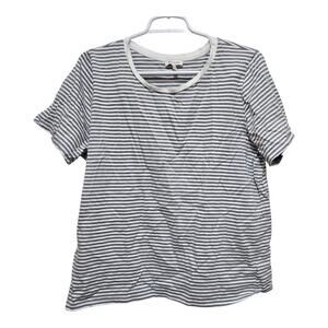 Ella Moss Striped Tee XXL Women’s Gray White Cotton Casual Shirt